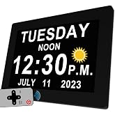 MASSII 27 Alarms Digital Talking Clock with Time Date Announcement, Auto DST, 20 Custom Reminders, 10-Level Dimmer, Sleep Trainer, Large Day Calendar Clock for Elderly Dementia Alzheimers -with Remote