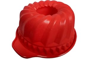 KOOTIPS Silicone Bundt Cake Pan, Round Fluted Tube Baking Mold, Non-Stick, 28.5 x 24.5 cm, Pink and Blue, with Cooling Rack f