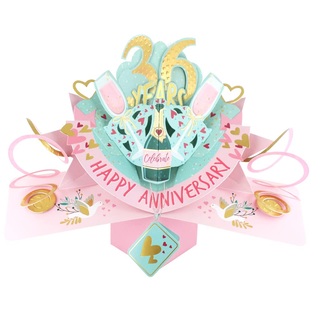 36 Years Happy 36th Anniversary Pop-Up Greeting Card Love Kate's 3D Pop Up Cards POP216MC36