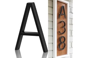 5" Metal Floating House Numbers,Ranslen Black Zinc Alloy Solid Modern House Address Number,Anti-Rust House Numbers Decorative Address Sign for Door Garden Mailbox with Nail Kit,Coated Black,Letter(A)