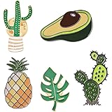 MJartoria Cream Cactus Pineapple Novelty Cartoon Enamel Brooch Pin Set for Party Friends