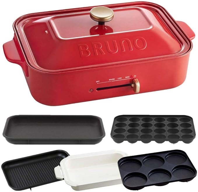 BRUNO compact hot plate [red / 5 kind plate set] Kitchen