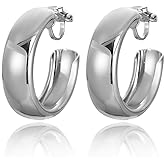 RAUCHBE Gold Hoop Clip On Earrings for Women Twisted Thick Hoop Earrings Hypoallergenic Non Pierced Ears Hoops Jewelry
