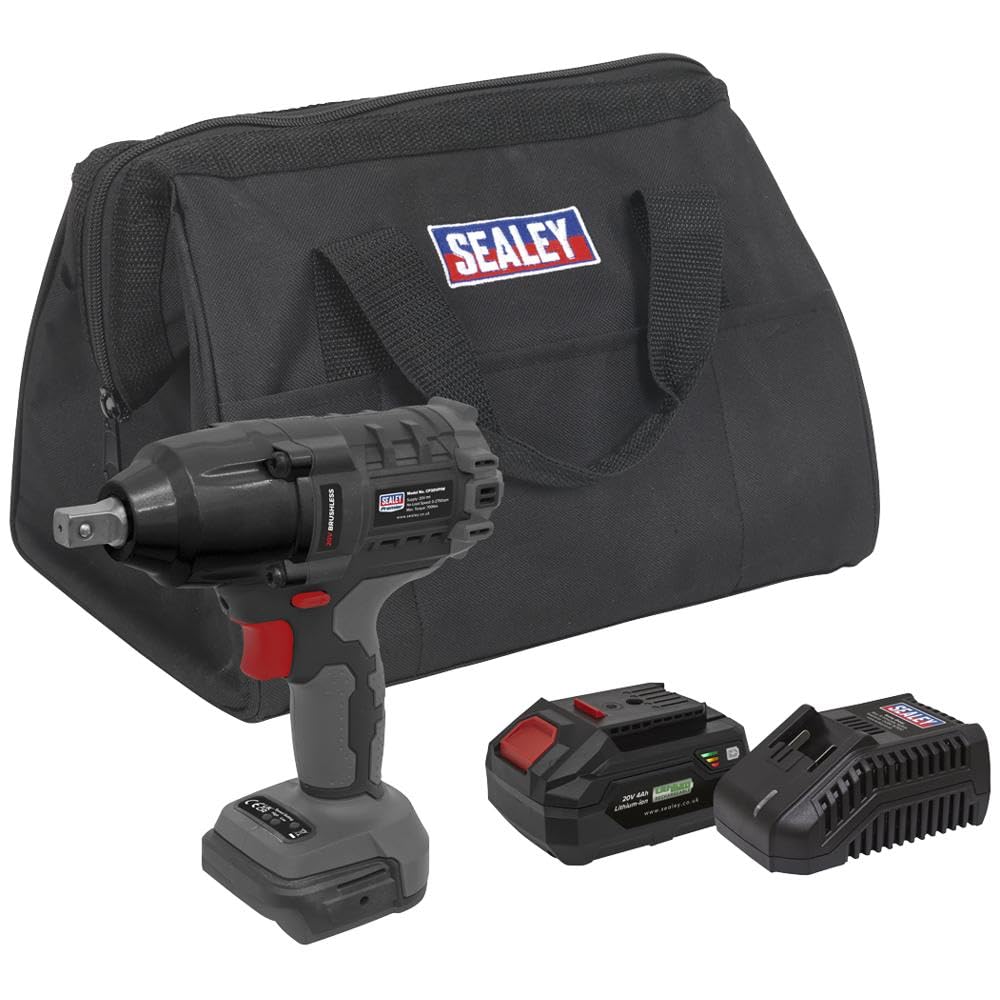 Sealey CP20VPIWKIT1 20V 4Ah 1/2" Sq Drive Brushless Impact Wrench Kit 700Nm
