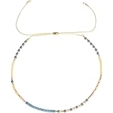 Agriajun Boho Colorful Beaded Braided Stackable Bracelets for Women, Dainty Handmade Gold Beads Adjustable Beige String Rope Slider Bracelet Friendship Holiday Jewelry Gift