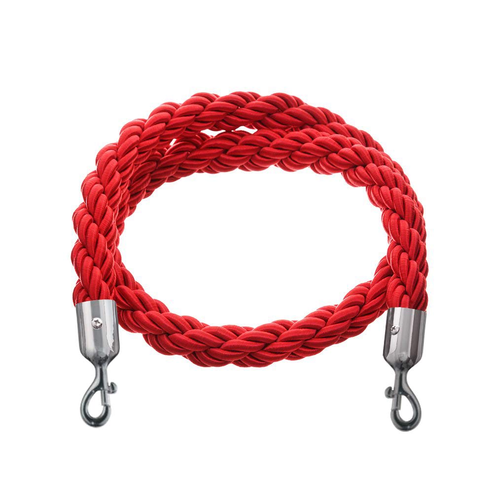 Flexibarrier Twisted Barrier Rope -Basic- 1.5 m (Red with chrome snap-ends)