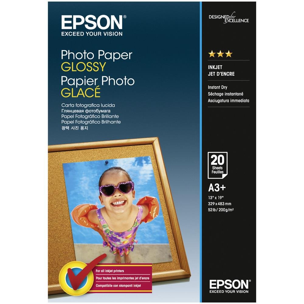 Epson - Glossy - A3 Plus (329 x 483 mm) - 200 g/m² - 20 Sheet(s) Photo Paper - for Expression Photo HD XP-15000, SureColor P706, SC-P405, Workforce WF-7720, 7725, 7845