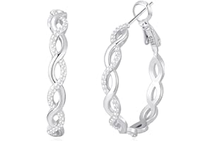 Senteria 925 Sterling Silver Earrings Hoops for Women Lightweight Twisted Hoop Earrings With Cubic Zirconia Hypoallergenic Hoops Earrings (20/30/40/50/60MM)