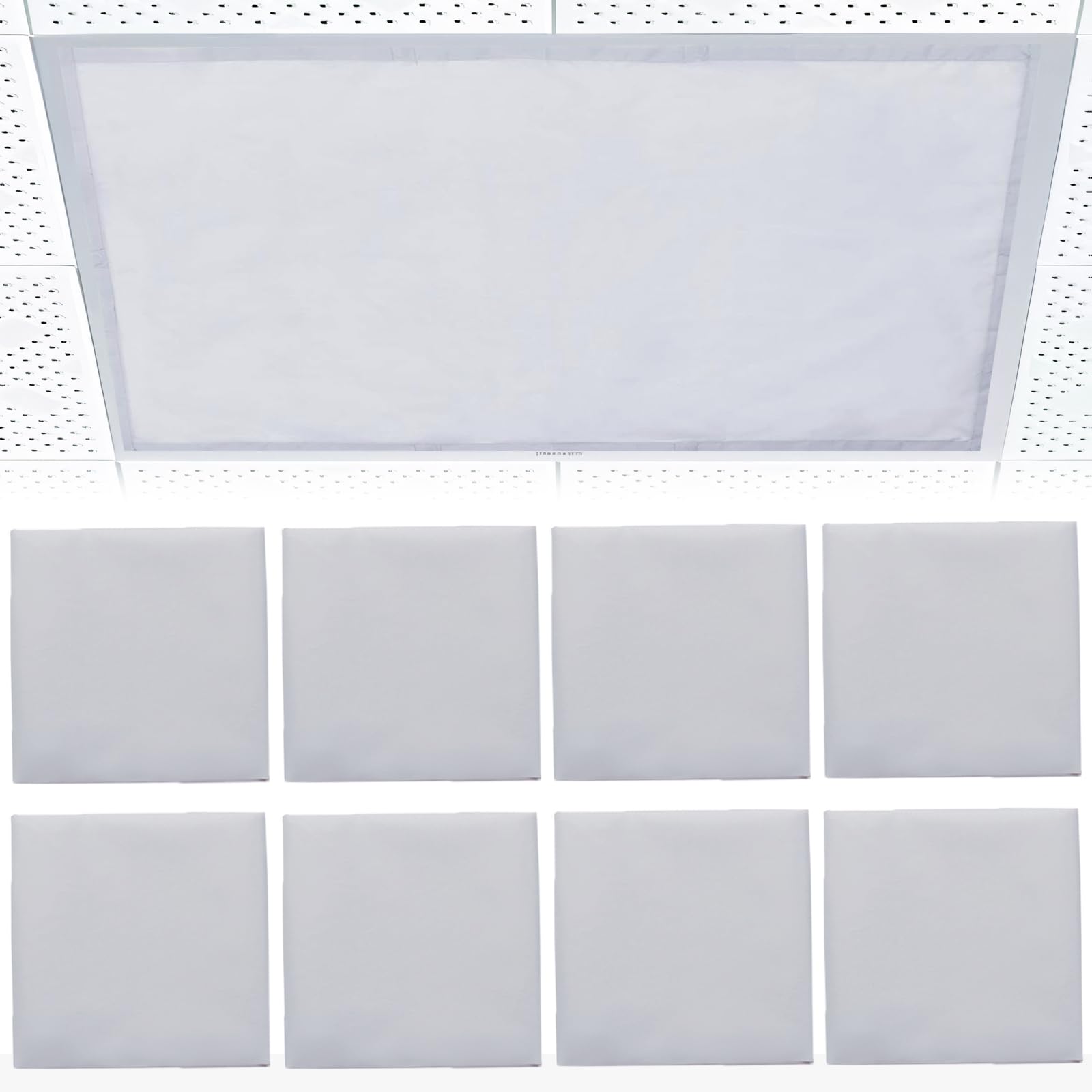 Photo 1 of Torixqi 8 Pcs Fluorescent Light Covers for Ceiling Lights Classroom, Magnetic Light Filters, Fluorescent Light Diffuser Covers for Office, Hospitals, Home 4 x 2 Feet (grey)