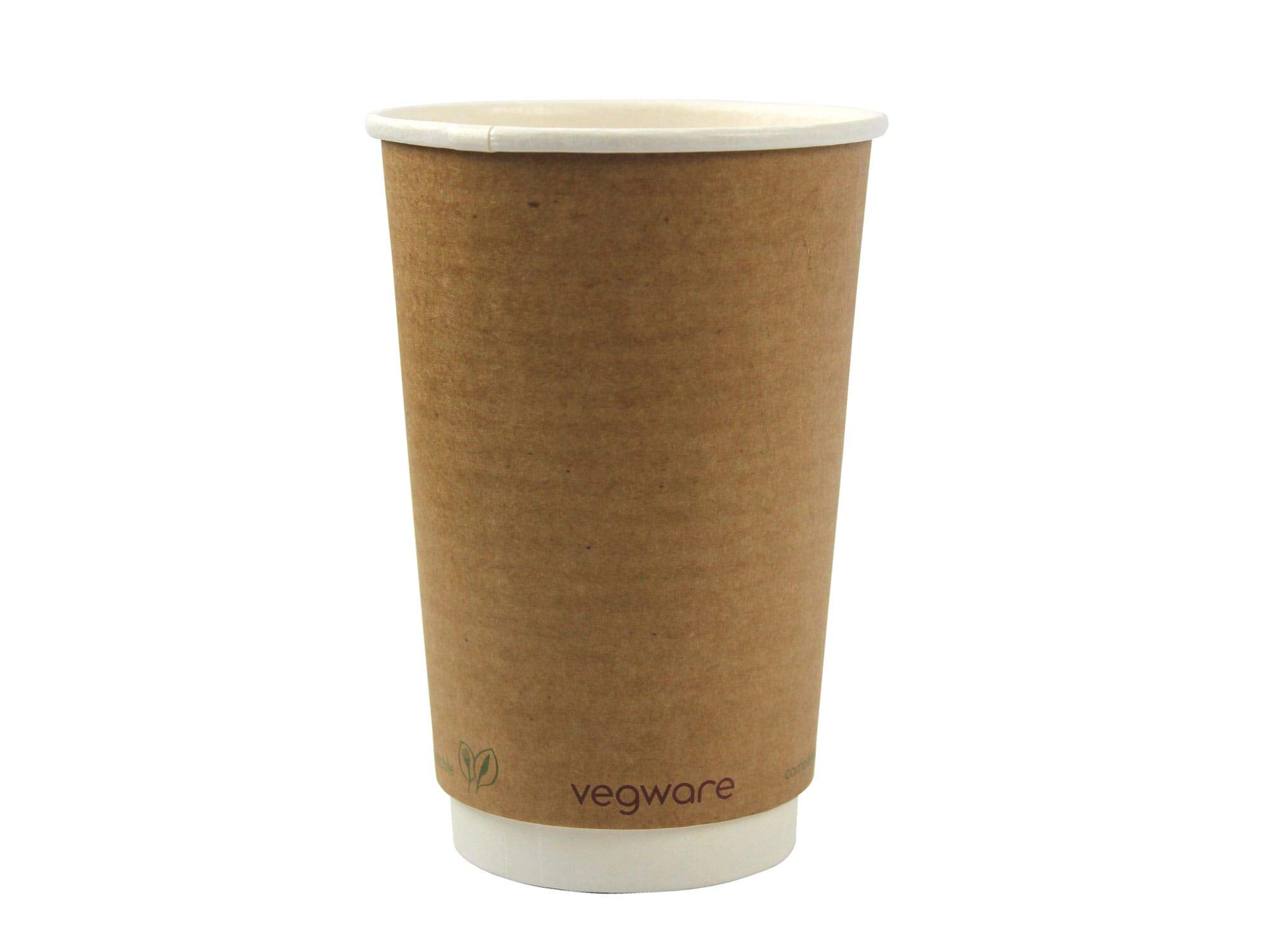 Vegware VDW-16 double wall kraft cup, 16 oz, brown (Pack of 400)