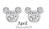 Cubic Zirconia Mickey Mouse Stud Earrings In 14k