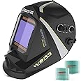 Welding Helmet Auto Darkening,SONNLER Large Viewing 3.94" *3.66"1/1/1/1 True Color Welding Helmet, Solar/Battery Power Welding Hood With 4 Arc Sensor,Wide Shade 4~5/9-9/13 Welding Mask For TIG MIG ARC