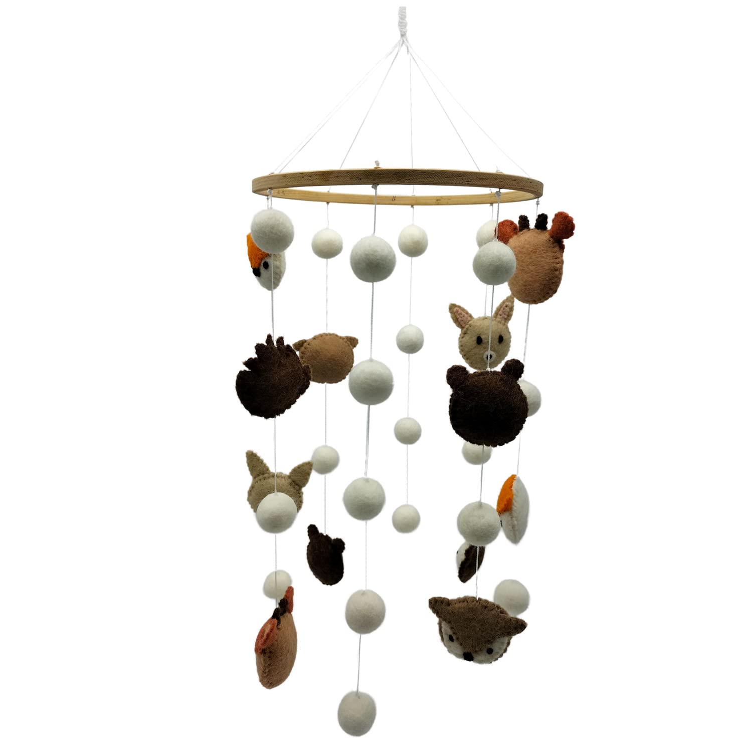 Your Castle Baby Mobile Made of Felt, Fair Trade, Sustainable Felt Decoration, Baby Room Decoration for Girls and Boys, Forest Animals