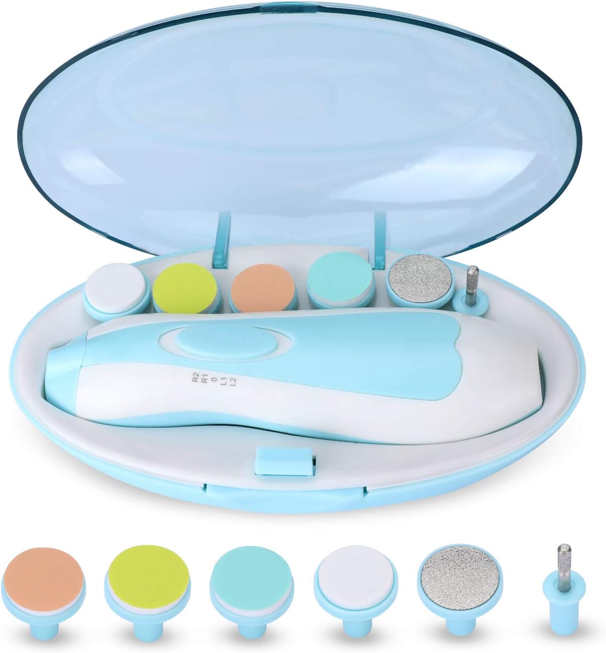 Electric Baby Nail File Trimmer Manicure Set with Light Toes Fingernails Care Trim Polish Grooming Kit Safe for Infant Toddler Kids or Women