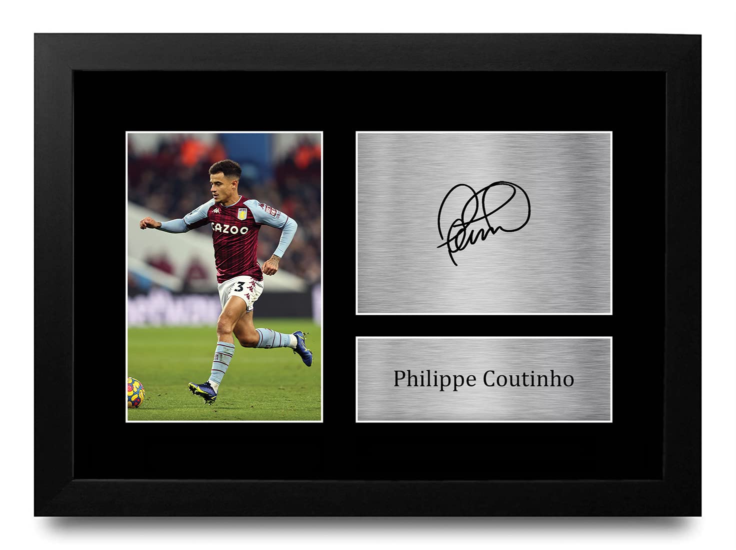 HWC Trading FR A4 Philippe Coutinho Aston Villa Gifts Printed Signed Autograph Picture for Football Fans and Supporters - A4 Framed