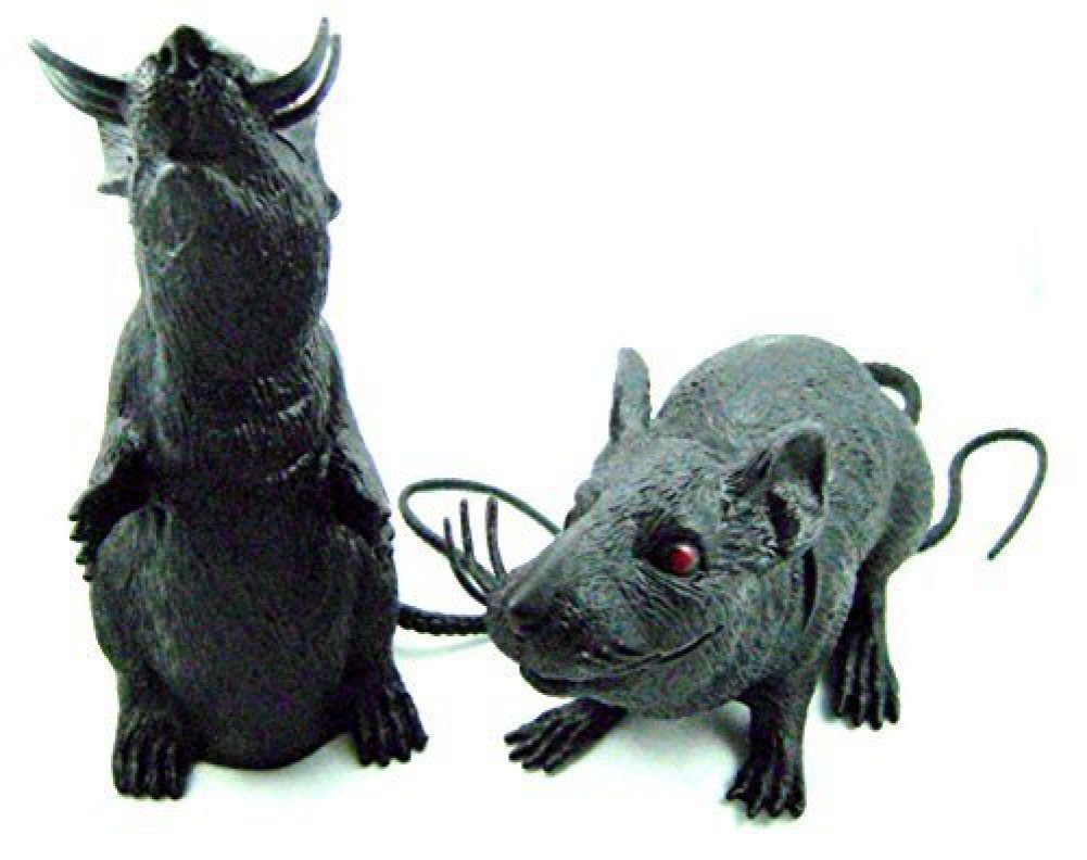Spooky Halloween Plastic Squeaking Rats 8 9 Inches Tall Free Shipping