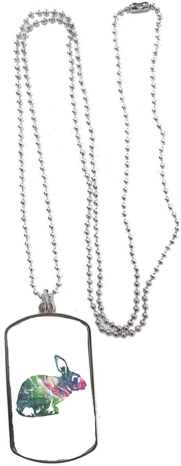 Just Another Tee Cosmic Space Nebula Animal Silhouette Bunny Rabbit Chain and Pendant Shaped Necklace