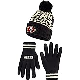 Ultra Game Adults NFL Official Super Soft Cable Knit Winter Beanie Knit Hat with Warm Touch Screen Gloves