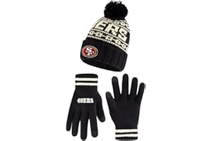Ultra Game Adults NFL Official Super Soft Cable Knit Winter Beanie Knit Hat with Warm Touch Screen Gloves