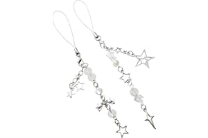 CMVFYL Cute Y2K Phone Charm Strap, Camera Strap Wrist,Star Chain Lanyard String for Bag Purse Backpack Wallet Airpods Pendants Decor