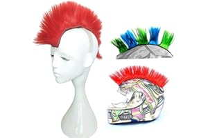 3T-SISTER Helmet Mohawk Wig Adhesive Mohawk for Motorcycle Bicycle Ski Snowboard Helmet Hair Patches Skinhead Costumes Wig Cosplay Wig (Helmet not Included)