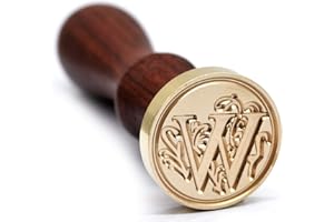 TELOSMA Medieval Initial Alphabet Sealing Wax Stamps, Brass Head Wooden Handle, for Thanksgiving Card/Envelope/Gift Wrap/Wedding Engagement Party Invitation - Letter W