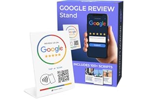 Google Review Tap Card Stand | Boost Online Reviews and Google Rank with Fast Zappy NFC Tap QR Code Stand Works Like Digital 