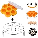 Orange Silicone Egg Bites Molds With Stainless Steel Egg Steamer Rack for Instant Pot Accessories, Pressure Cooker Food Steamer, Vegetable Steam Rack Stand and Reusable Storage Container