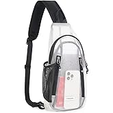 TITECOUGO Clear Sling Bag, Switchable Right or Left Strap, Transparent Mesh – Stadium Approved (Check Venue Policy)