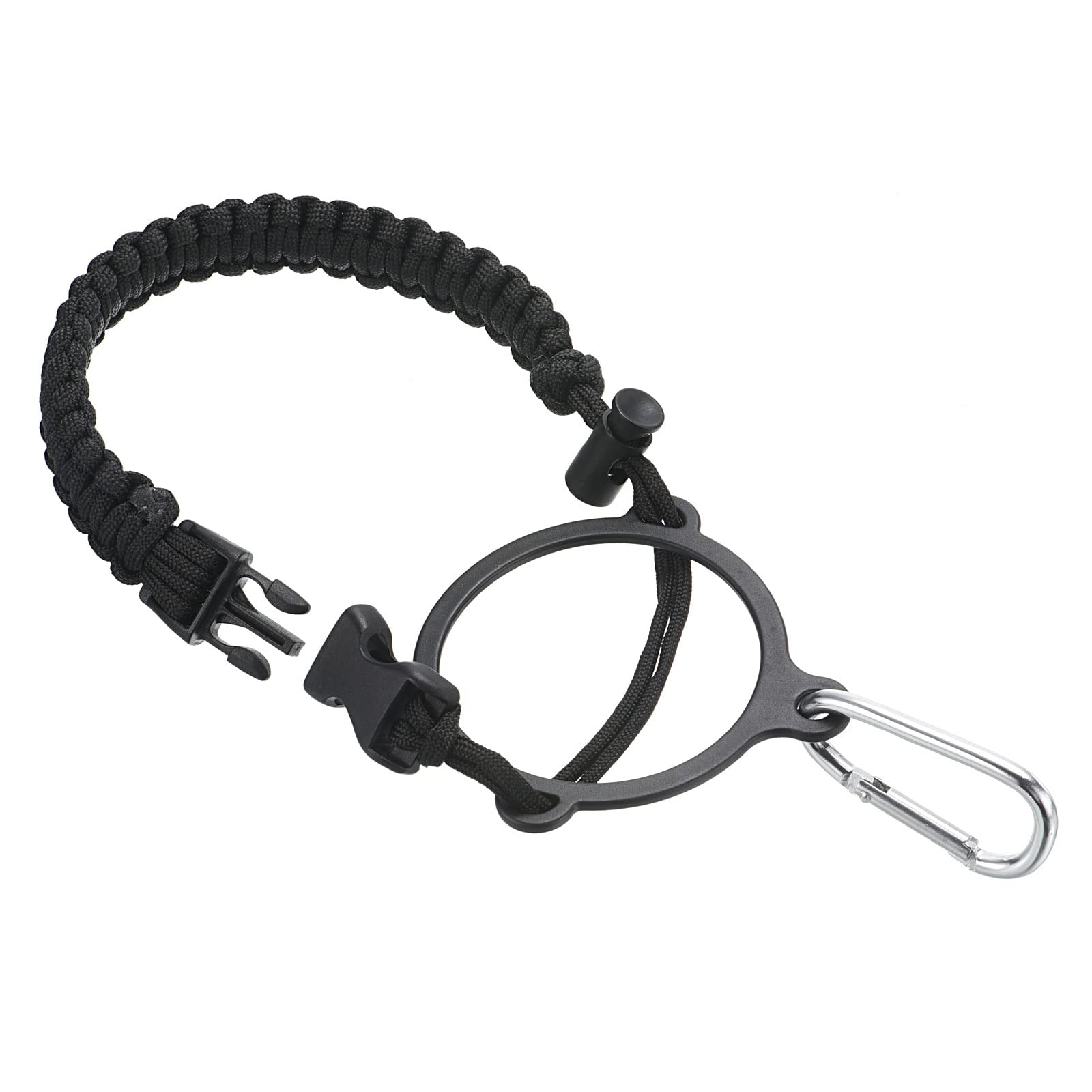 PATIKIL Water Bottle Holder, Paracord Handle Carrying Lanyard Strap Carrier with Ring for 12oz to 64oz Wide Mouth Bottles, Black