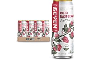 SevenTeas Rojo Raspberry Iced Tea, 16 OZ (Pack of 12 Cans), Lightly Sweetened Organic Iced Tea
