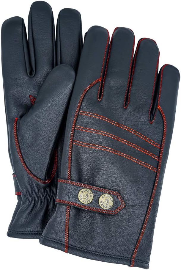 Riparo Men's Winter Italian Nappa Leather Dress Driving Riding Gloves Fleece Lining