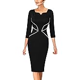 VFSHOW Womens Notch V Neck Work Office Business Bodycon Pencil Sheath Dress