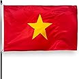 DANF Vietnam Flag 3x5 Ft Thick Polyester, Fade Resistant, Brass Grommets, Canvas Header VIETNAMESE Vietnamese Eed Flags 3 X 5 Feet