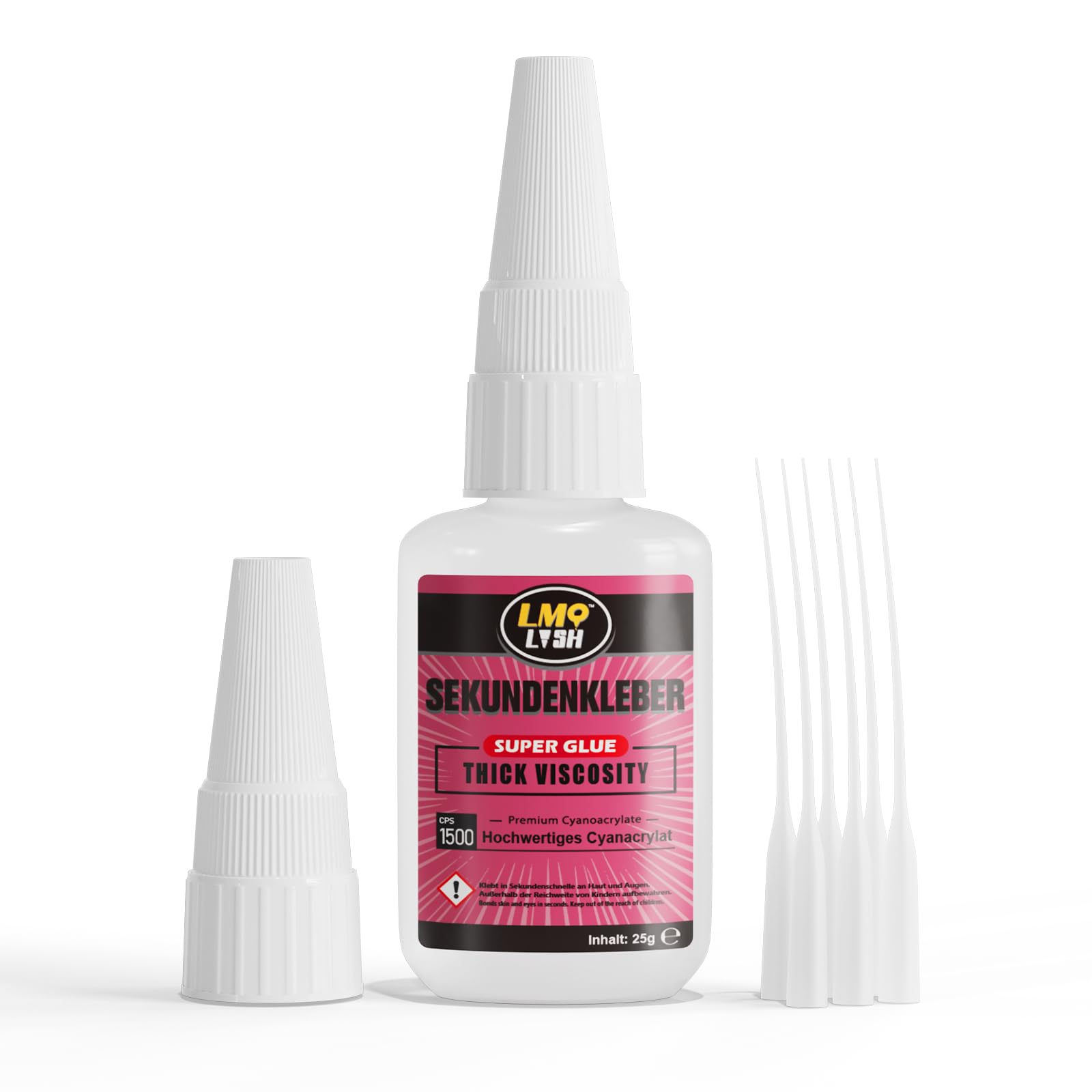 Universalkleber Sekundenkleber Extra Stark Transparent 25g Dickflüssig, Superkleber für 3d Druck PLA Keramik Schuh Holz Plastik Modellbau Wasserfest, Alleskleber für Leder Metall Stein Kunststoff