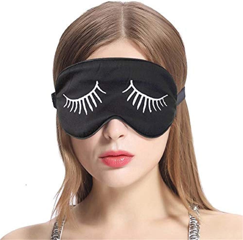 Fitglam Natural Silk Sleep Mask, Cute Sleeping Mask Eye Mask Eye Cover for Travel, Nap, and Meditation, Blindfold with Adjustable Strap for Men, Women, and Kids (Black with Rose Eyelashes): Health & Personal Care