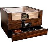 Wudytim Cigar Humidor, Handcrafted Top 270° Spanish Cedar Cigar Box with Easy Humidification System, Accurate Digital Hygrometer for 25 Cigars (25-60 Cigars)