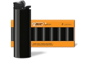 BIC Maxi Pocket Lighters, Safe and Reliable, Long-Lasting Pocket Lighters for Holiday and Everyday Use, All Black, 8-Pack
