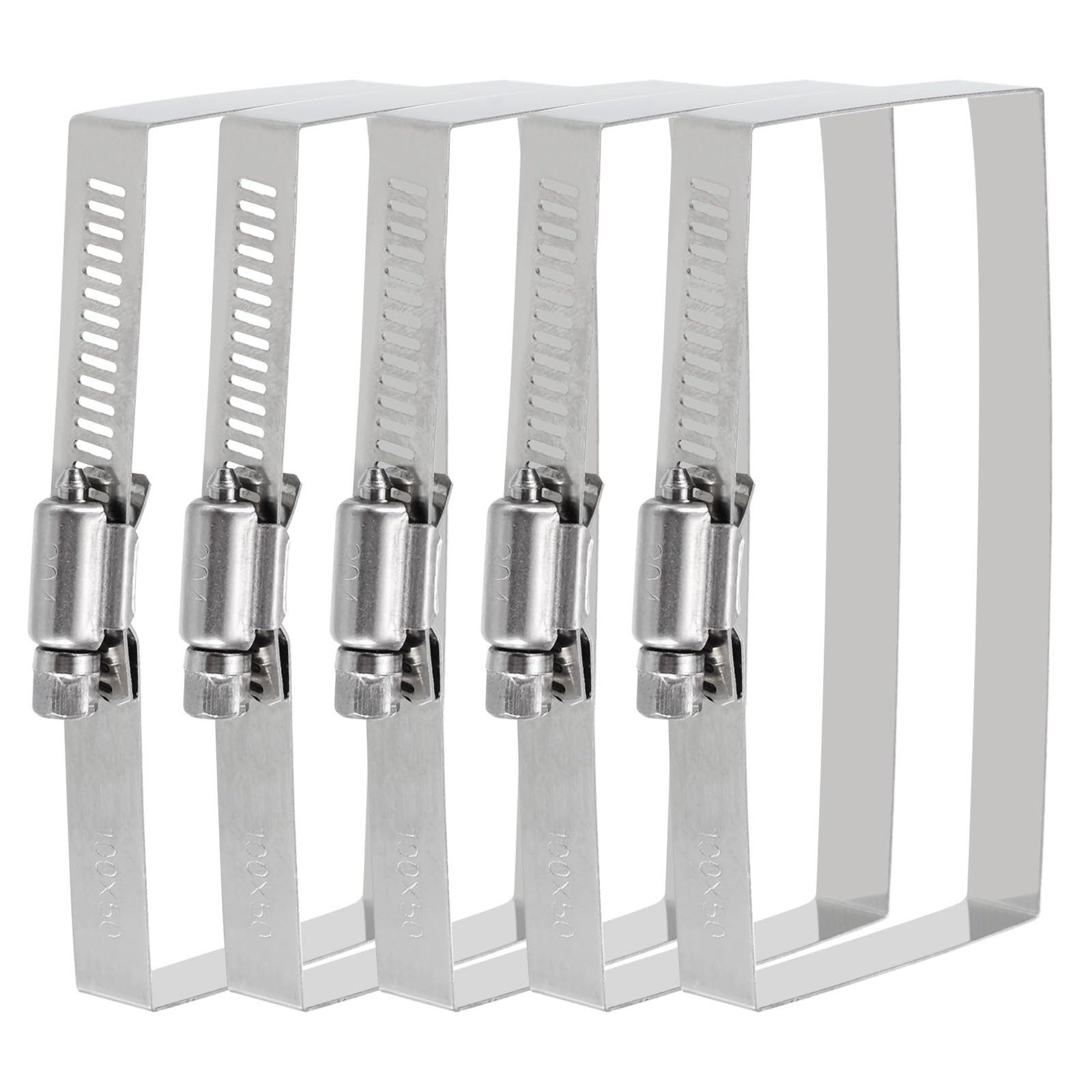 uxcell Rectangular Hose Clamps, 4" x 2" 304 Stainless Steel Square Duct Pipe Clamp for Ducting, Securing Hose, Cable and Bridge Project Application, Pack of 5