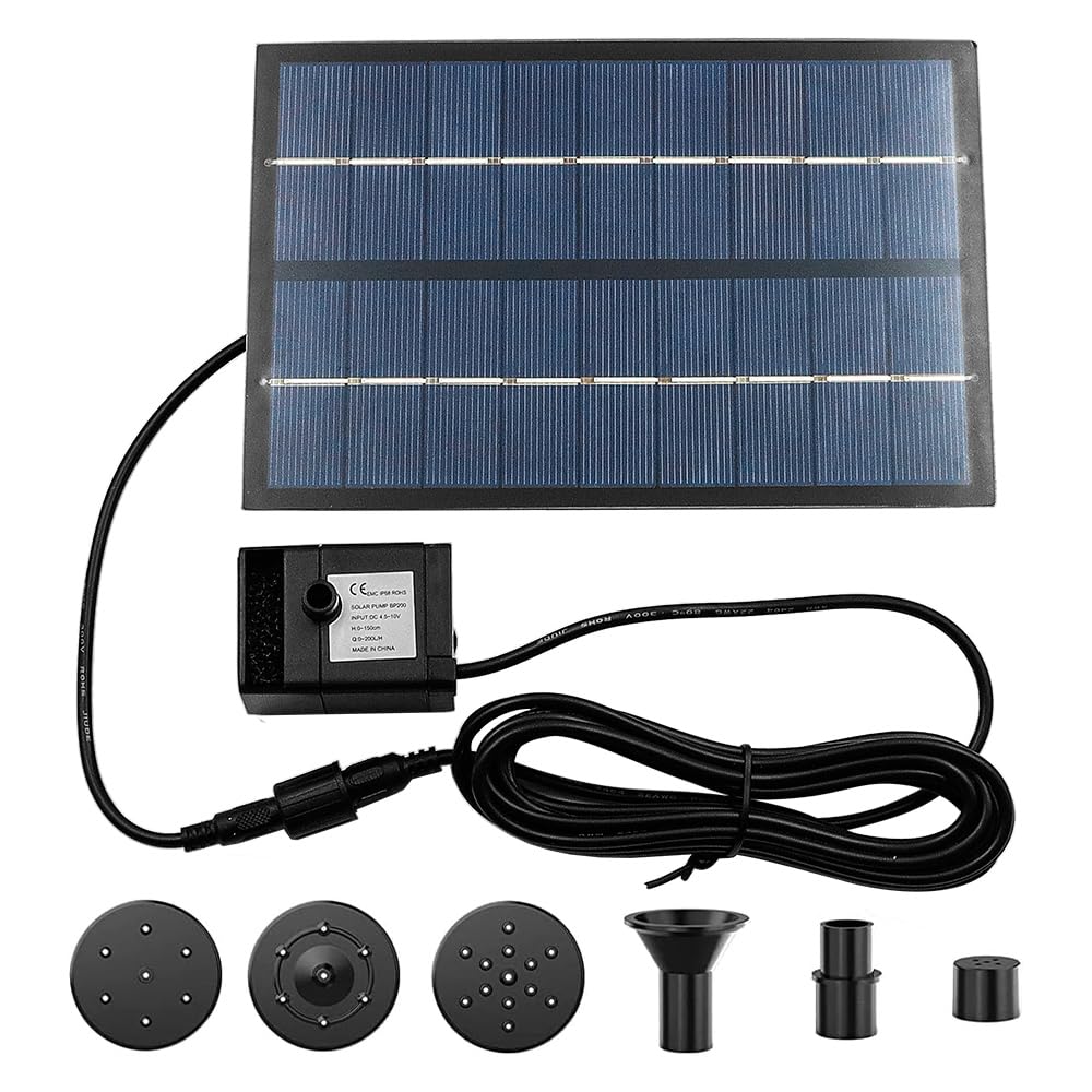 Namvo Solar Fountain 1.8W, Glass Solar Bird Bath Fountain with 8 Nozzles, 9.84ft Cable, DIY Solar Water Fountain for Pond, Patio, Garden