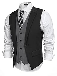 Coofandy Mens Formal Fashion Layered Vest Waistcoat