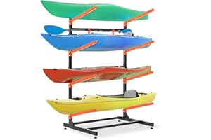 UOKRR Kayak Storage Rack, Freestanding Kayak Racks for Garage, Heavy Duty Adjustable Kayak Stand Indoor Outdoor Storage Rack for Kayaks, Canoes, Surfboard & Paddleboard