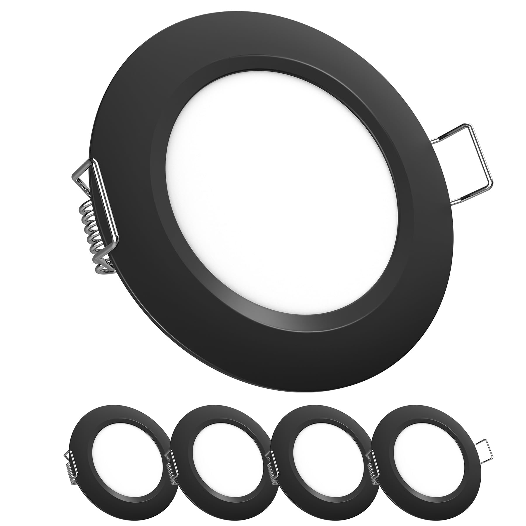 acegoo 12V Campervan Boat Downlights LED Recessed Ceiling Lights Dimmable 4 Pack 215LM 2.5W Warm White IP64 Spot Lights for Caravan Cabin Truck Motorhome Under Cabinet, Black 3000K