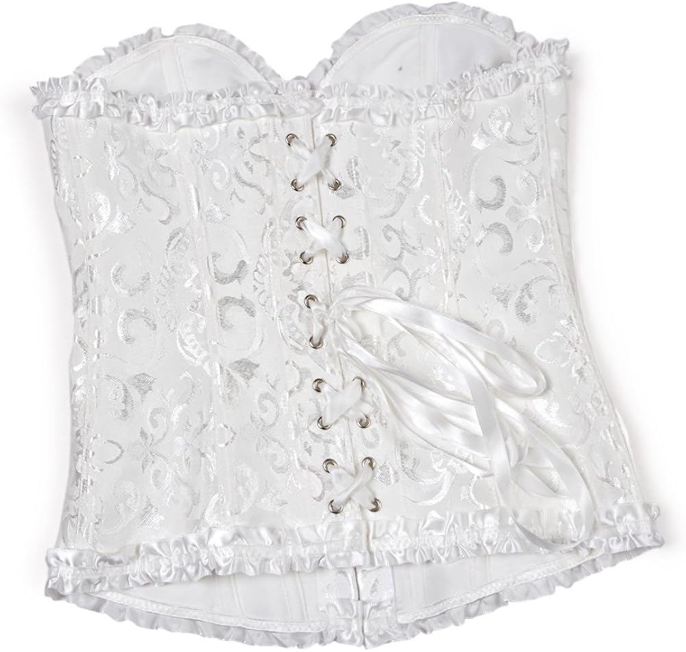 frawirshau Women's Lace Up Boned Overbust Corset Bustier Lingerie Bodyshaper Top at  Women’s Clothing store