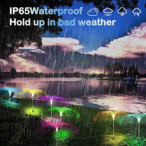 Upgraded Solar Garden Lights Outdoor 5 Pack, 7 Color Changing Solar Flowers Garden Lights, Waterproof Outdoor Decorative Solar Jellyfish Light for Yard Patio Garden Pathway Holiday Decorations