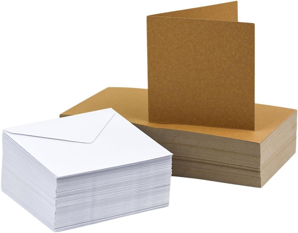 Craftwork Cards Limited Craftwork 5x5 Cards and Envelopes-Kraft, Straight Edge (100 Pack), Paper/cardstock, Brown, 27 x 13.5 x 8 cm