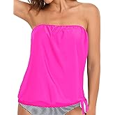 Holipick Strapless Tankini Tops for Women Swimwear Top ONLY Bandeau Bathing Suit Blouson Swimsuit No Bottom