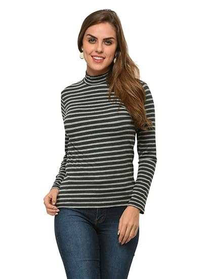 Women Viscose Spandex Highneck Top(XS-4XL)