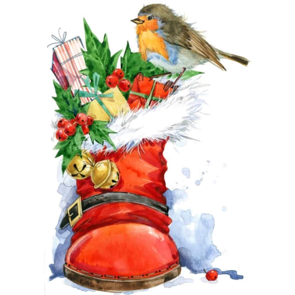 Diamond Embroidery Painting kit Christmas Robin DE7045 Collection D'Art 27x38 cm/12"x15"