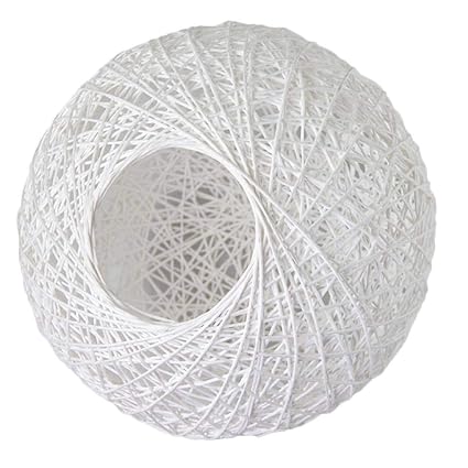 Rabott Rattan Wicker Ball Art Lampshade Ceiling Light Pendant Round Lamp Shade Simple Fixture Home Restaurant Bar Decoration